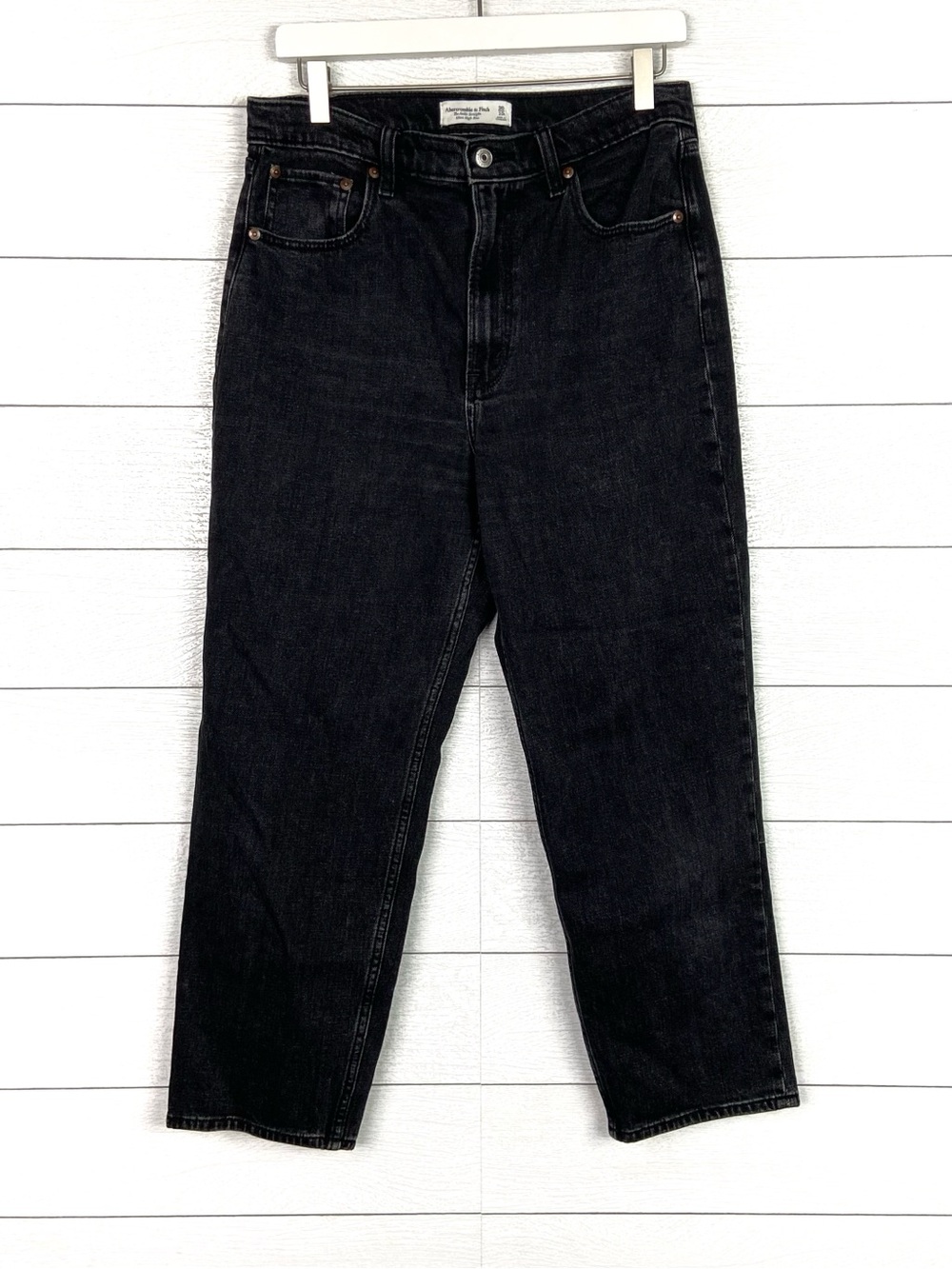 ABERCROMBIE The Ankle Straight Ultra High Rise Jeans Black 30
